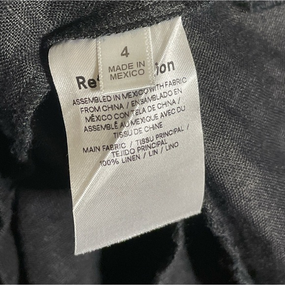 Reformation Mason Linen Pleated High Waist Wide Leg Trouser Pants in Black - Picture 6 of 6